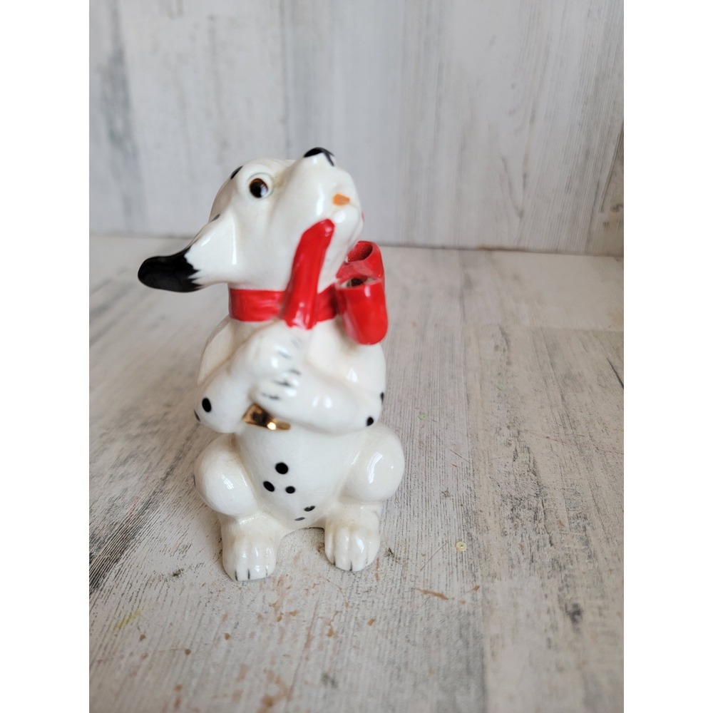 Vintage bow‎ dalmatian puppy dog porcelain figurine mini home decor